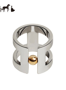 法式优雅银色H Perle 90厘米丝巾扣环镂空猪鼻子围巾固定方巾打结