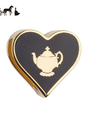 法式优雅茶壶黑色珐琅下午茶时光twilly小丝巾扣环高档飘带打结扣