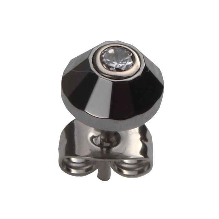 TRUEMAN真男人首饰 男士钨金耳钉 圆形闪亮切面潮流时尚耳钉