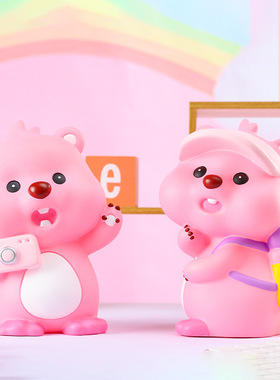 小粉狸搪胶摆件储存卡通可爱