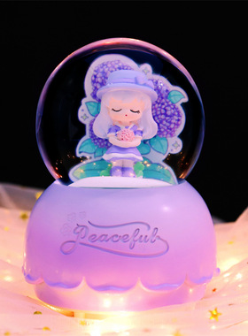 花朵天使女孩水晶球梦幻