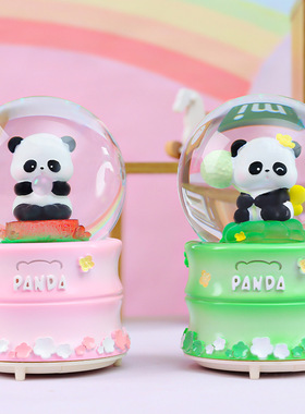 小熊宝宝水晶球内转飘雪生日礼物