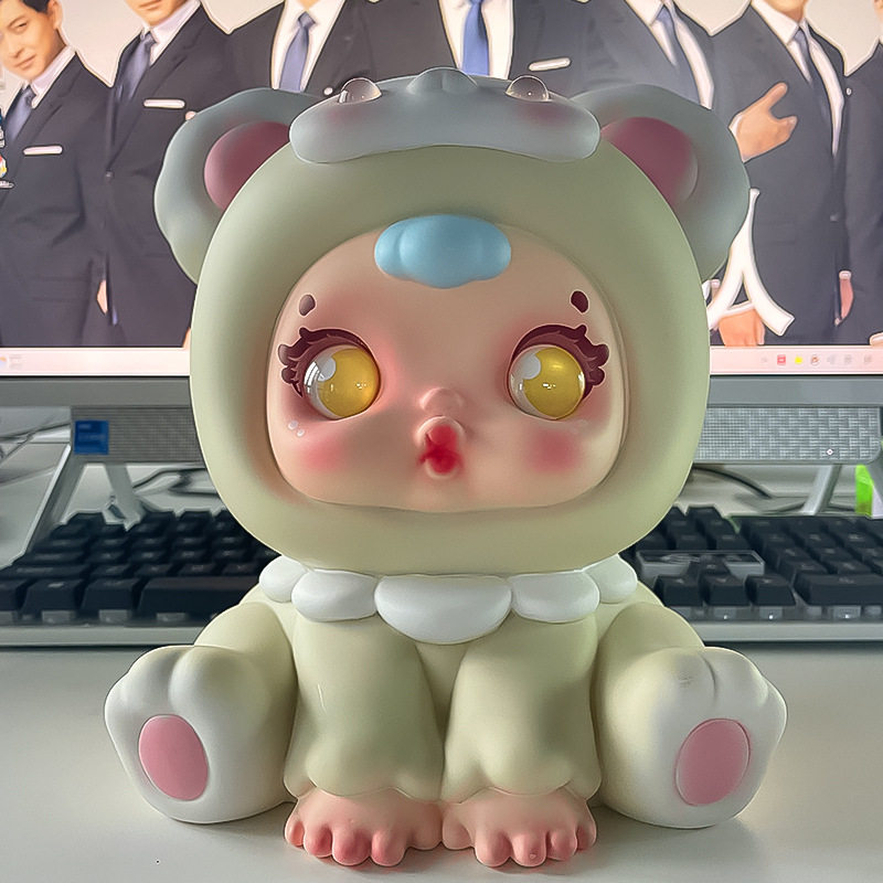 网红新款可爱搪胶绵绵小奶糖卡通儿童存钱罐家居摆件公仔生日礼物