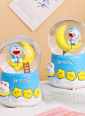 鱼梦星辰可爱蓝小叮水晶球音乐盒