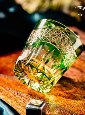 MR.Cai【曙光】江户切子威士忌酒杯家用水晶玻璃雕刻洋酒杯礼盒装