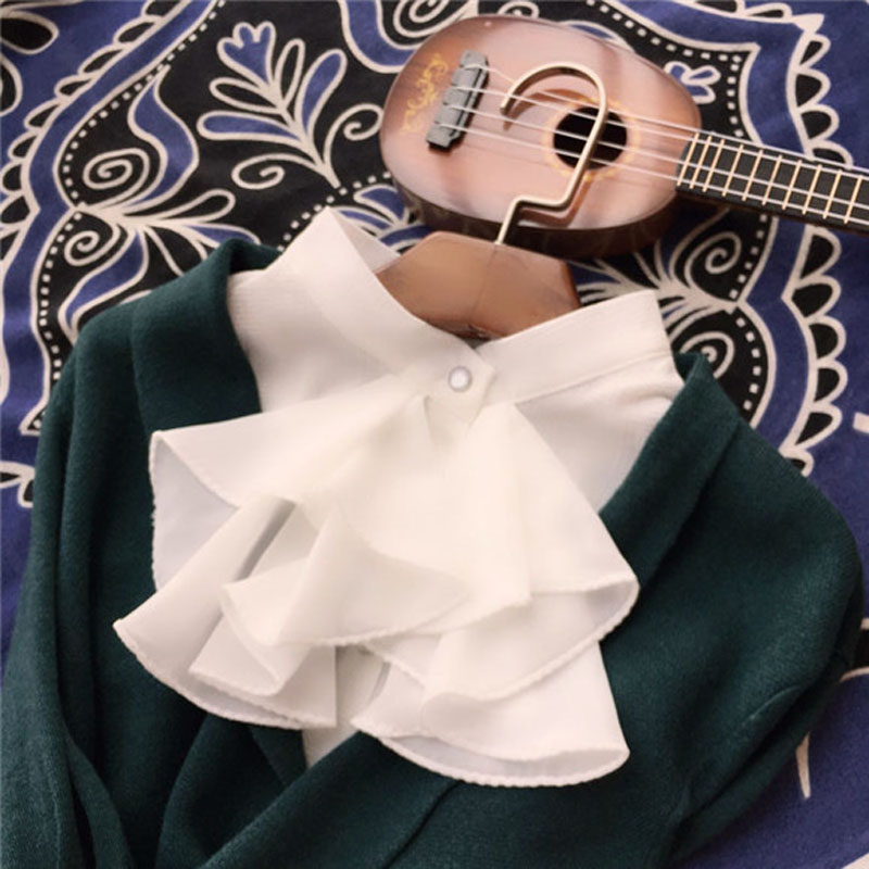 百搭风蝴蝶结装饰秋冬假领子