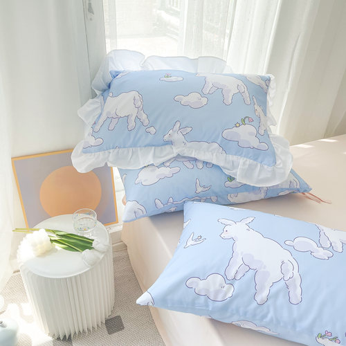 小羊烦恼少女原创全棉枕套卡通