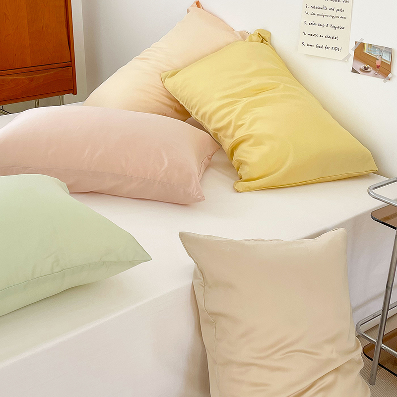 纯色枕套花花造梦天丝