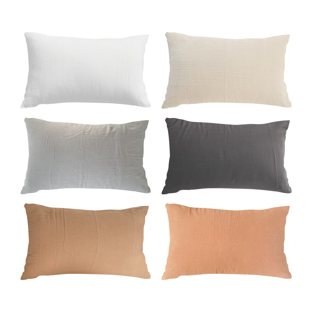 FAZOZO全棉皱皱纱纯色系列枕套水洗褶皱枕芯套单件百搭纯色款亲肤