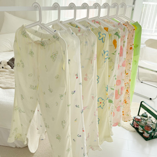 花花造梦fazozo 原创设计韩风碎花双层纱睡裤家居服九分裤子睡衣