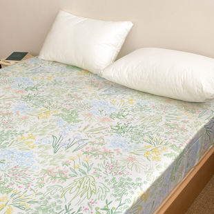 繁花也有时 春日绿60支长绒棉床单床笠100全棉温柔韩系1.5m单人床