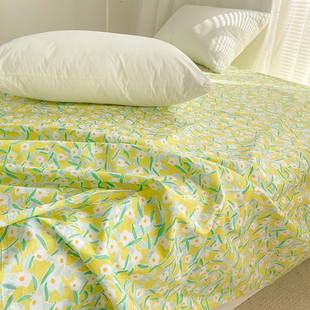 旅行的意义 原创设计韩系温暖小碎花全棉床单床笠纯棉单件可定制