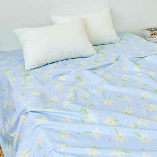 小岛阳光 温柔奶蓝原创花花全棉床单床笠纯棉四季款双人ins风1.5m