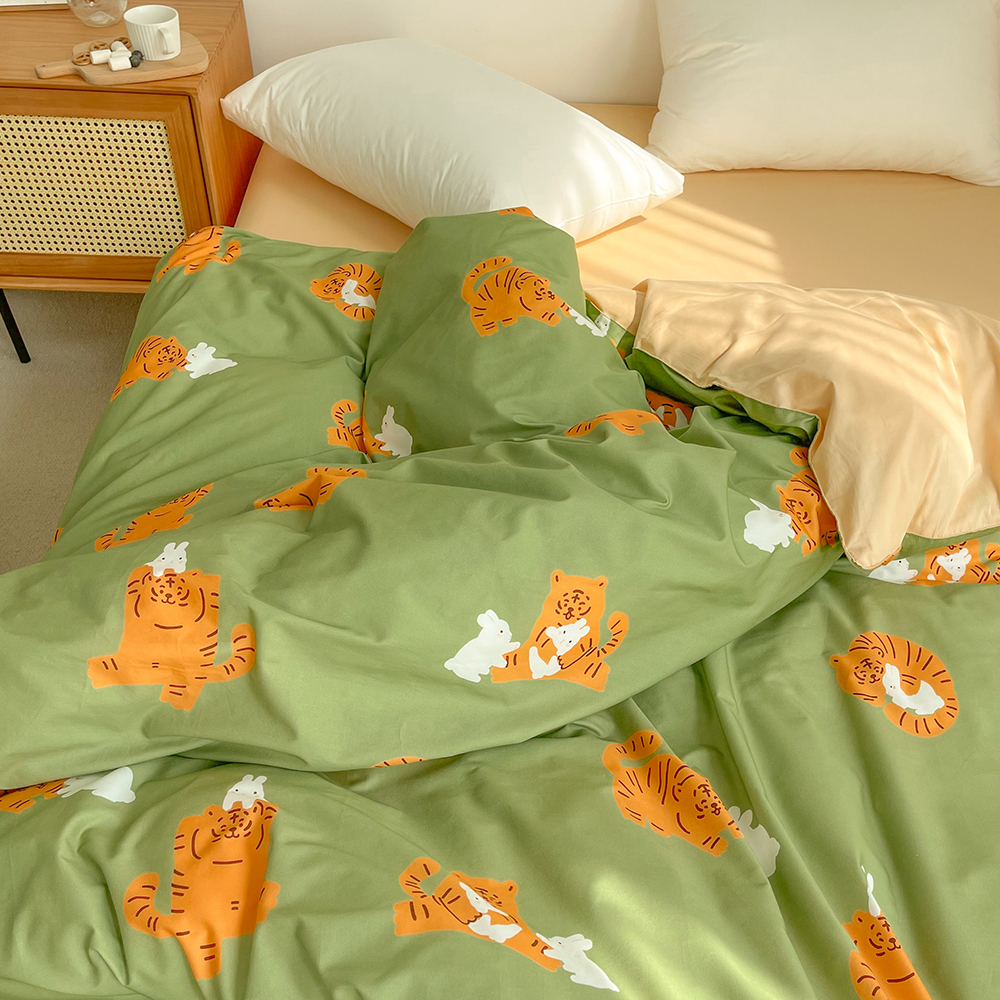 萌虎全棉被套花花造梦