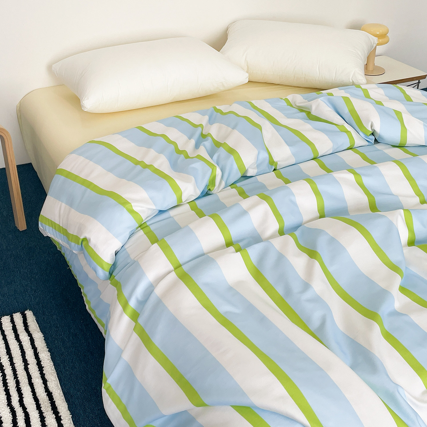 慢海风 海盐系原创60支长绒棉全棉被套单双人被罩1.8m被芯罩条纹