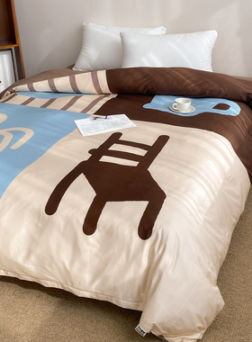 冬日的心得 原创全棉60S贡缎被套美式撞色被芯罩双人1.8m简约小众