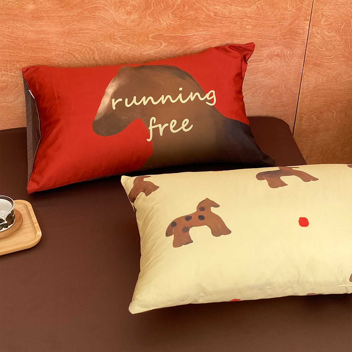 free小马 原创中古风60支全棉枕套复古红枕芯罩48x74cm长绒棉贡缎