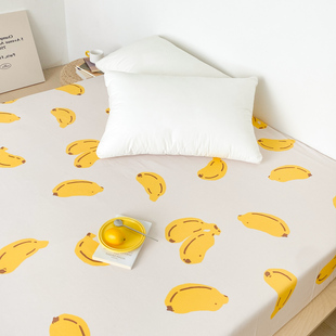 小香蕉 原创手绘60支全棉长绒棉床单床笠韩系ins风插画1.8m双人床