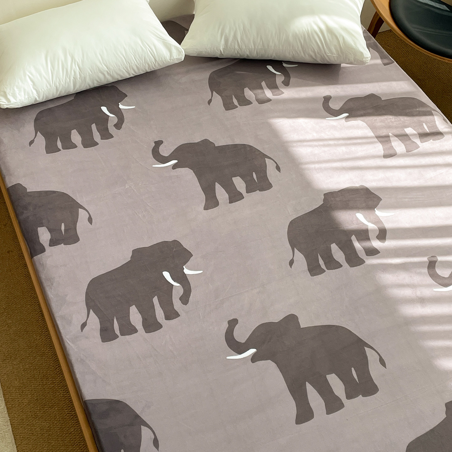 撒哈拉的象 原创北欧大象奶油绒床单床笠秋冬加厚1.8m高级感小众