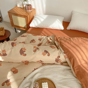 绵绵小熊猫 A类原创插画可爱卡通动物全棉双层纱被套单件单双人