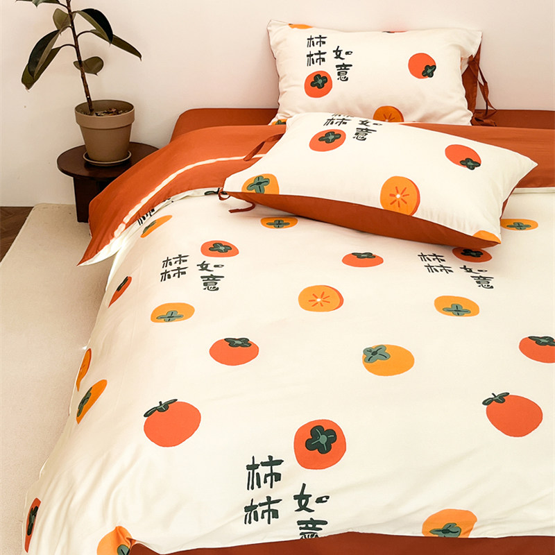 柿柿如意 好运祈福原创国风60支长绒棉三四件套全棉床单被套贡缎,床上用品,床品套件/四件套/多件套,淘宝优惠券,粉丝福利购,淘宝优惠卷