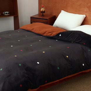 礼物的夜晚 包豪斯风原创奶油绒被套被芯罩单件毛绒被罩复古黑色