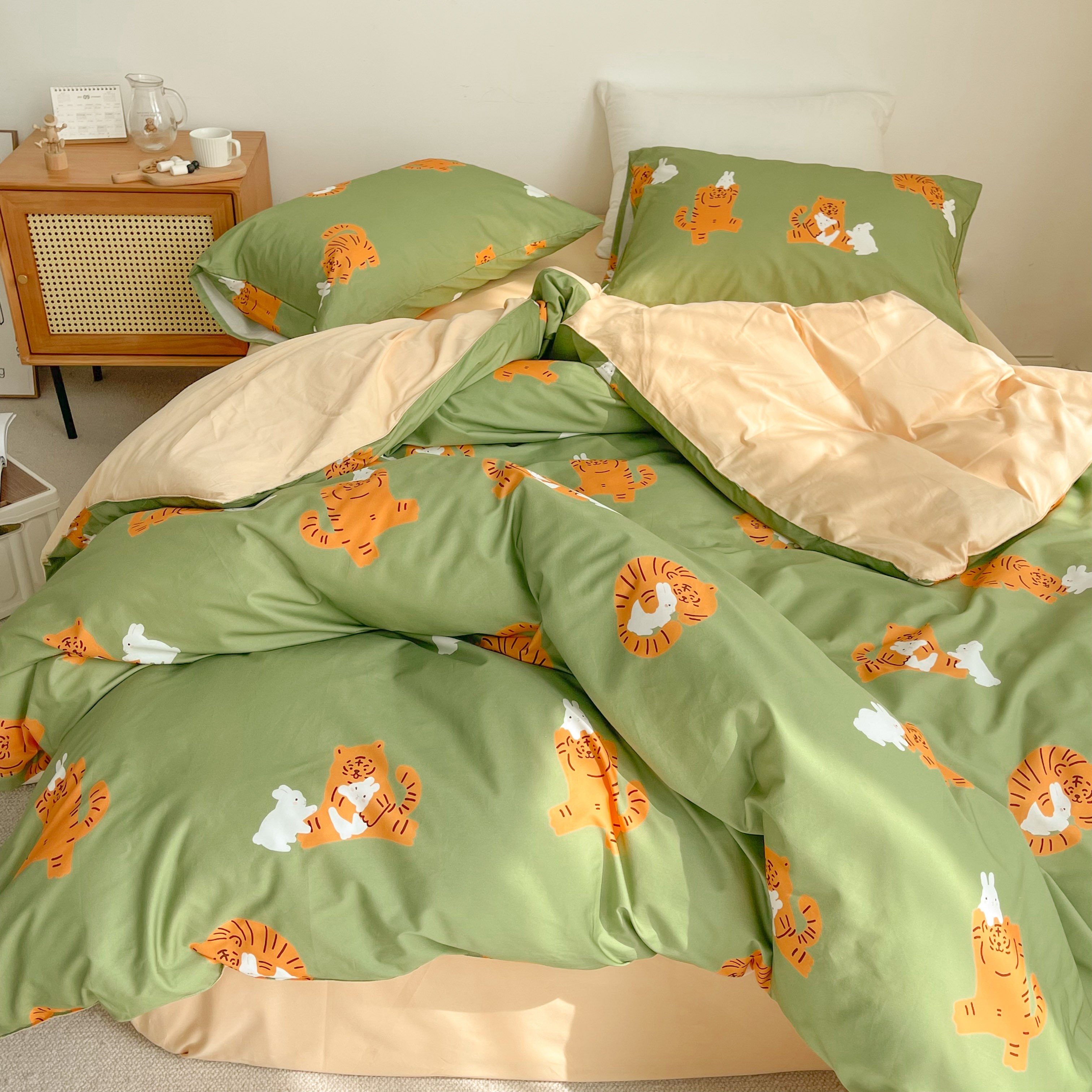 萌虎四件套全棉可爱床笠