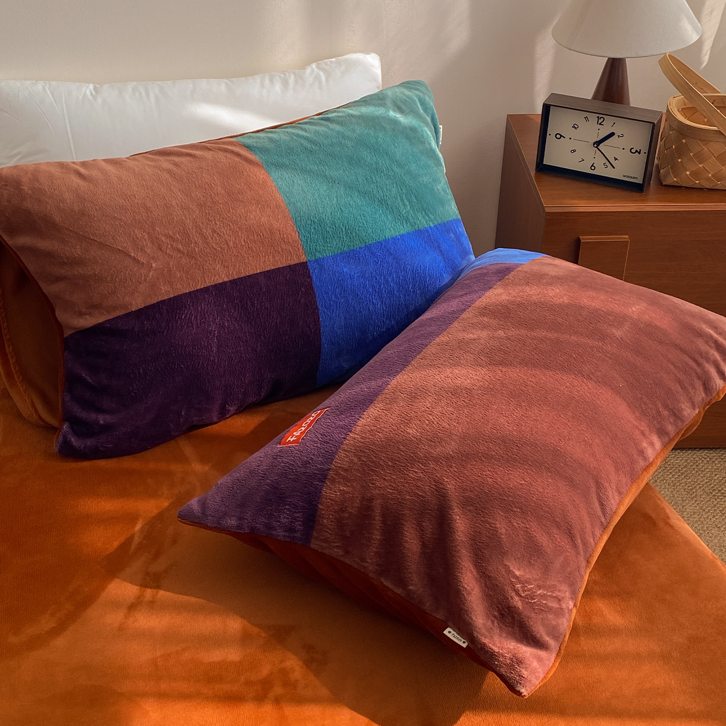 松林拿铁 原创北欧风撞色奶油绒枕套枕芯罩秋冬款保暖ins小众时尚,床上用品,枕套,淘宝优惠券,粉丝福利购,淘宝优惠卷