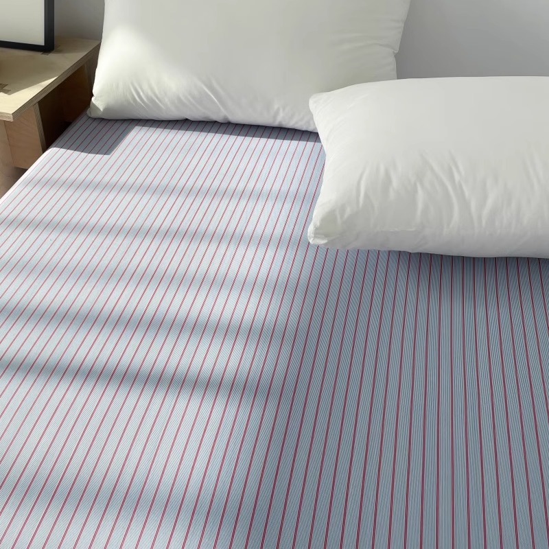 法尼的衬衫 简约红蓝细条纹全棉床单床笠时尚简约条纹100纯棉亲肤