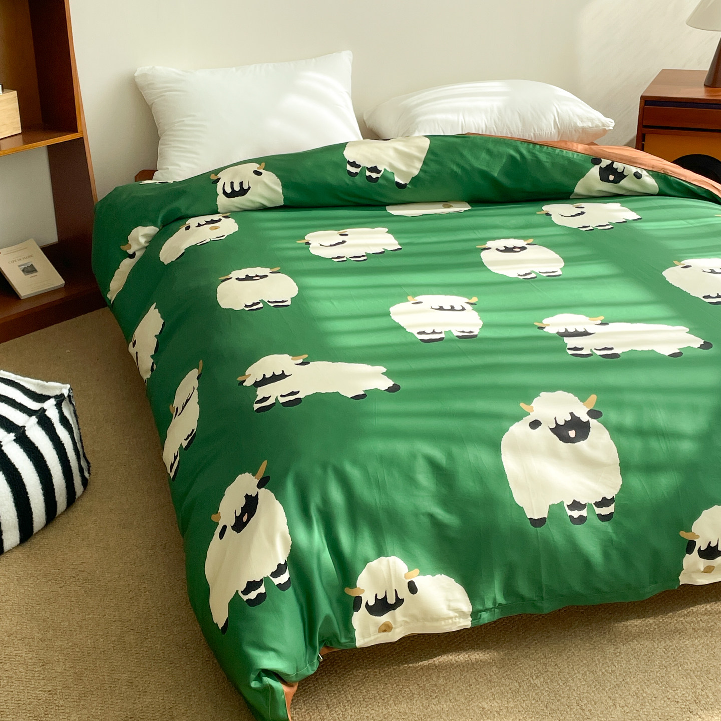 小羊波特 原创设计60支全棉被套森系小羊被芯罩长绒棉贡缎 可定制