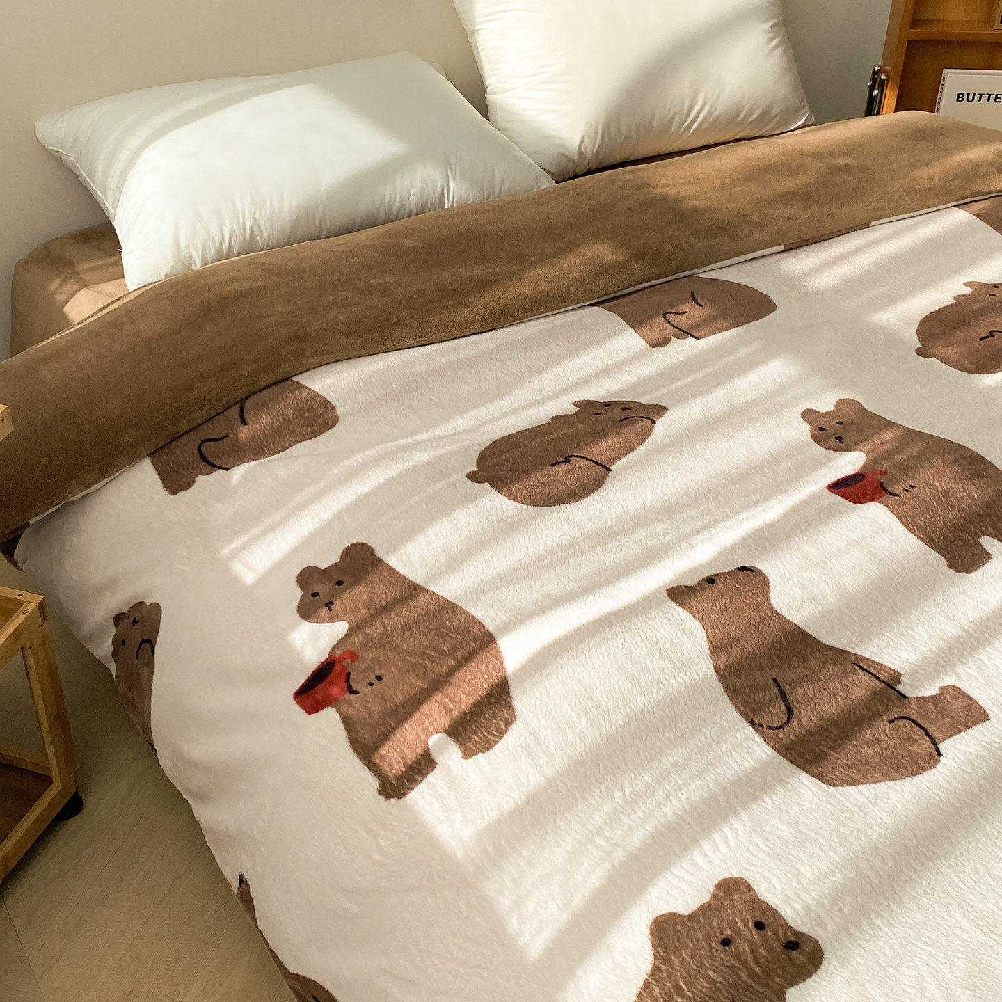 熊熊咖啡 原创ins风小熊奶油绒被套单人被芯罩加厚保暖秋冬感松弛