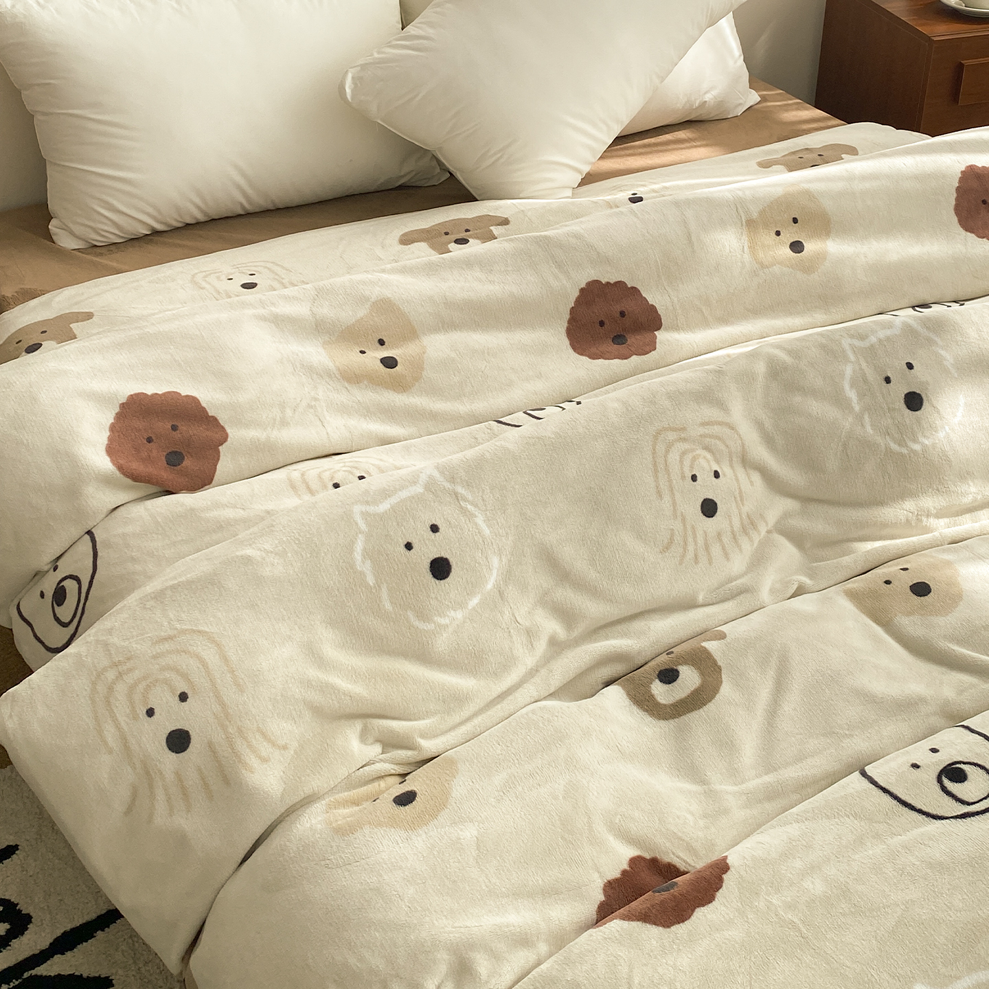 咸奶油狗狗 原创韩系卡通奶油绒被套单人被芯罩冬季保暖可爱简约