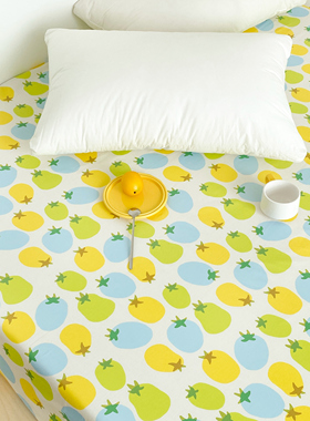 番茄物语 小众原创60支长绒棉100全棉床单床笠单双人床单件黄绿色