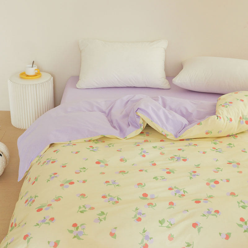 春日蛋糕 奶油紫色原创纯棉全棉被套单件被罩订做学生宿舍150x200