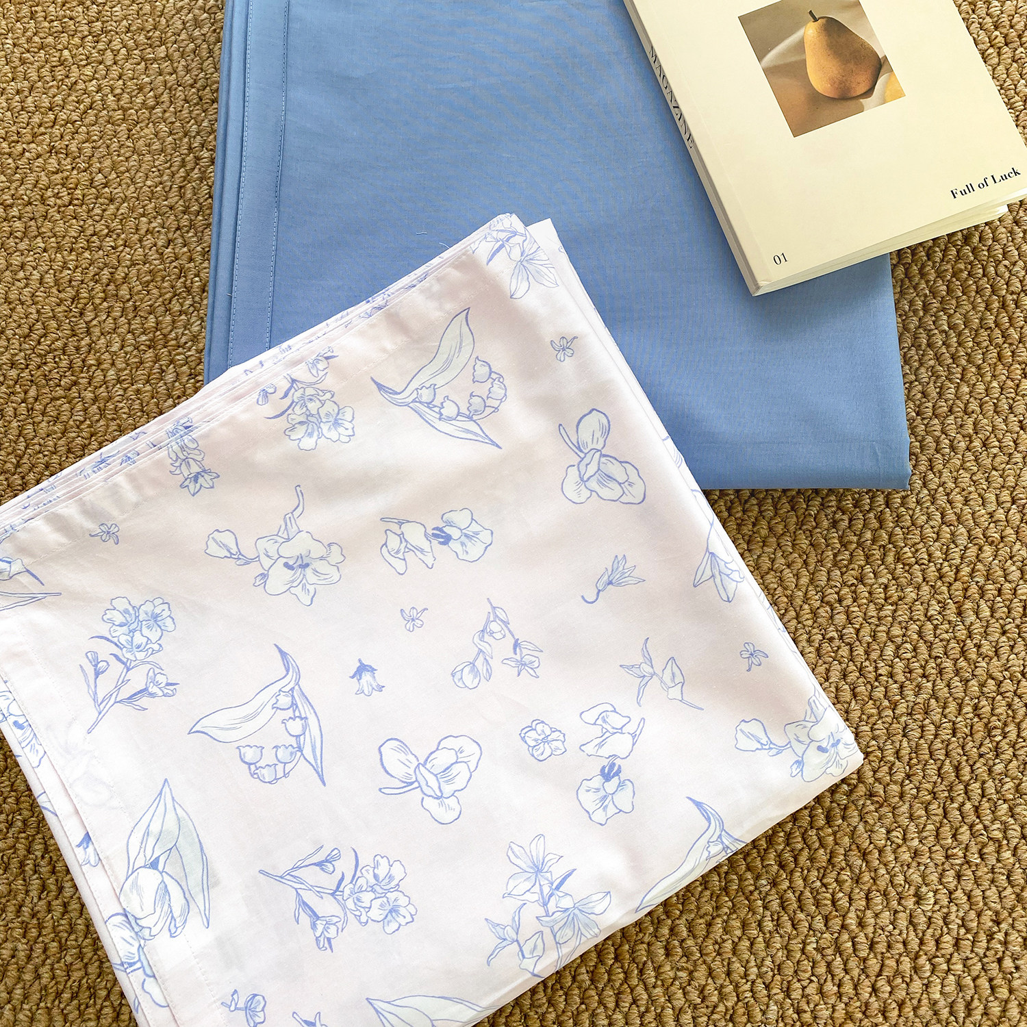 莉莉的假期 INS田园风100%全棉床单蓝粉色床笠小清新碎花单人1.5m