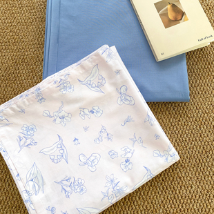 莉莉的假期 INS田园风100%全棉床单蓝粉色床笠小清新碎花单人1.5m