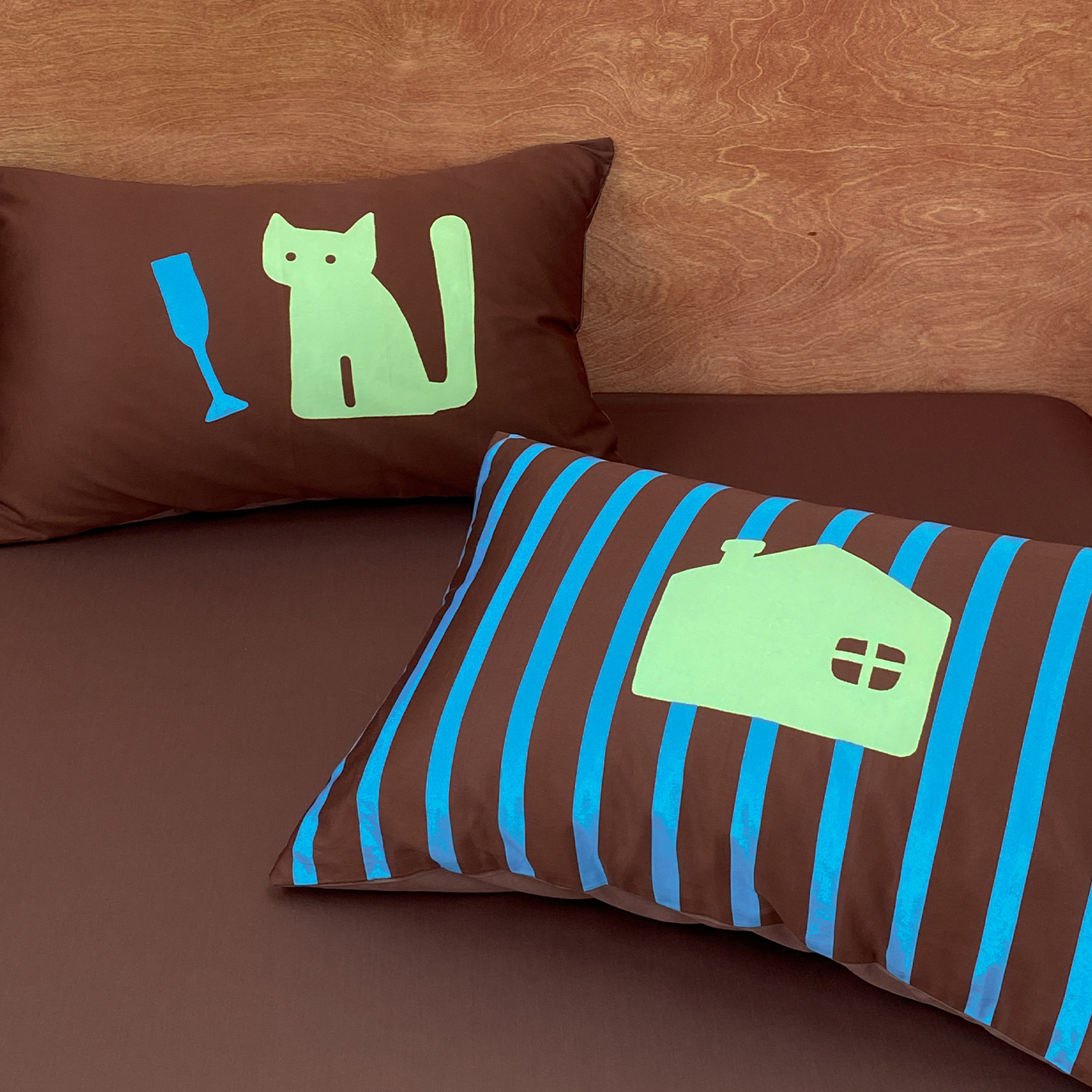 微醺小猫 原创美式撞色全棉60s长绒棉枕套枕芯罩ins风单只48X74cm