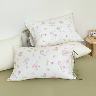 合欢树下 ins风田园原创手绘60s长绒棉枕套浪漫小碎花枕芯罩48X74