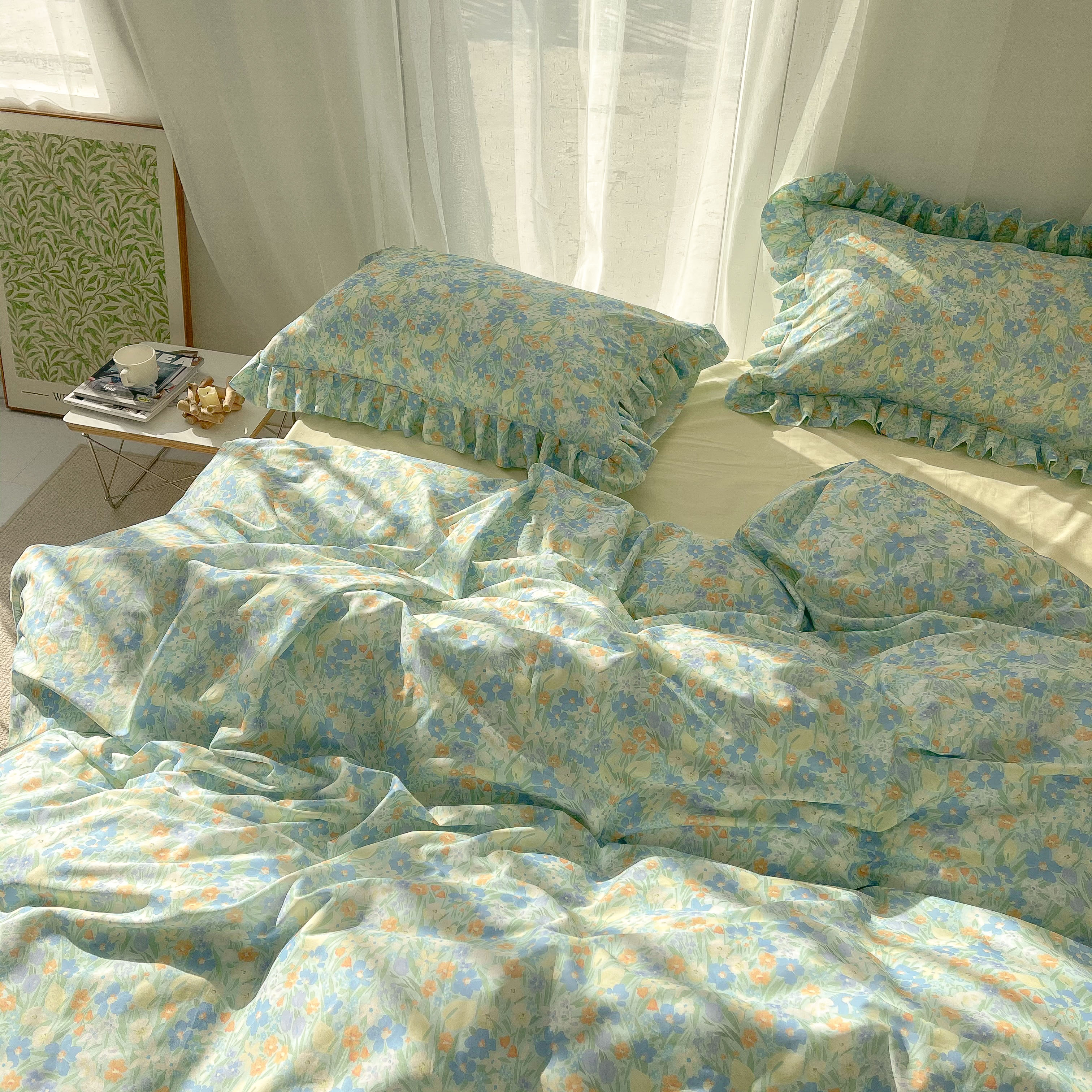 全棉斜纹四件套原创设计清新碎花