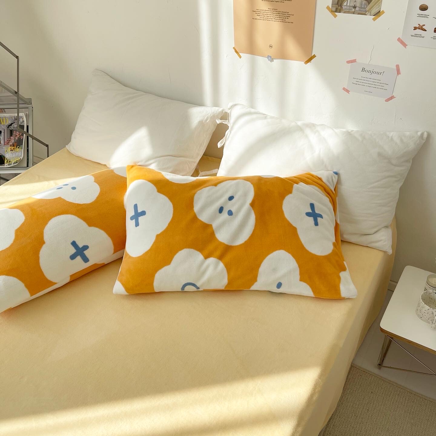 原创北欧花奶油绒枕套暖冬可定制