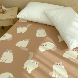 可可布偶猫 奶油系可爱原创全棉床单床笠单件双人亲肤纯棉四季款