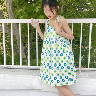 全棉花朵睡裙夏日亲肤舒适宽松蓬蓬裙睡衣家居服 花花造梦fazozo