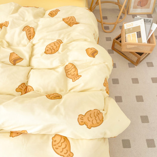 糯糯鲷鱼烧 插画师原创全棉双层纱被套纯棉A类被罩被芯套单件定制