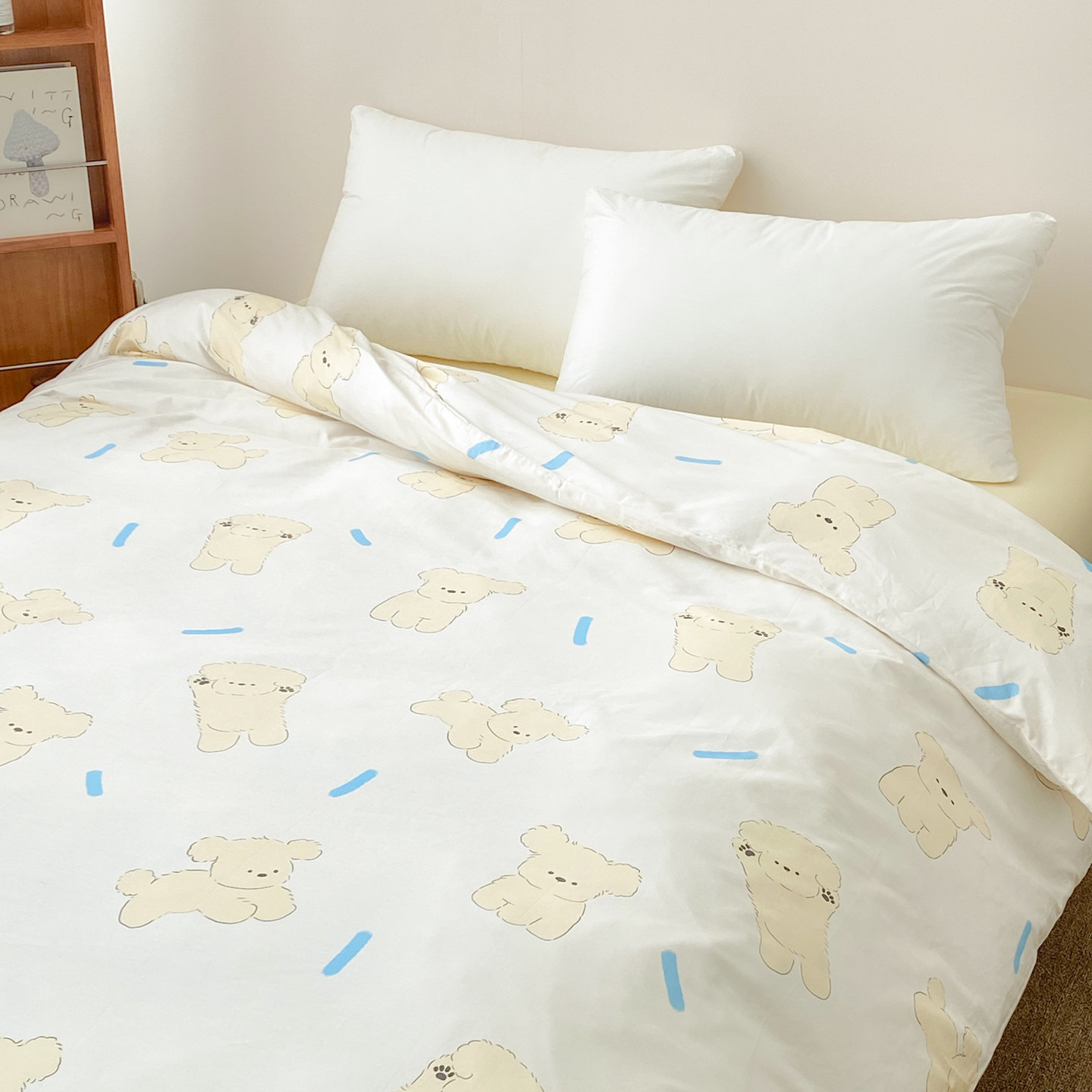 小狗在一起 趣味卡通60s长绒棉被套被芯罩100全棉可爱系1.5单人床