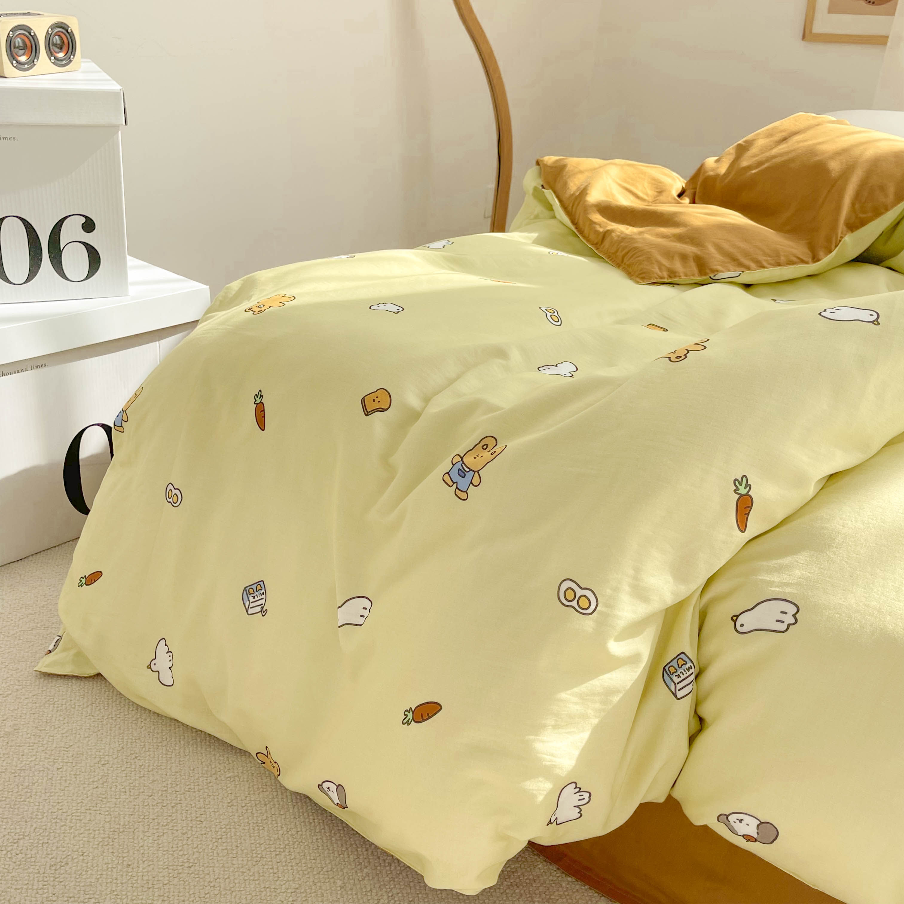 抹茶小可爱 原创卡通焦糖动物全棉双层纱被套纯棉被罩单件单双人