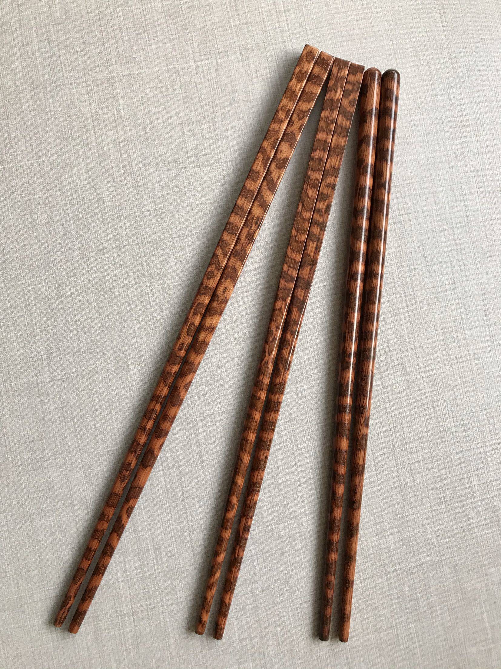 一双蛇纹木加长无漆无蜡天然公筷