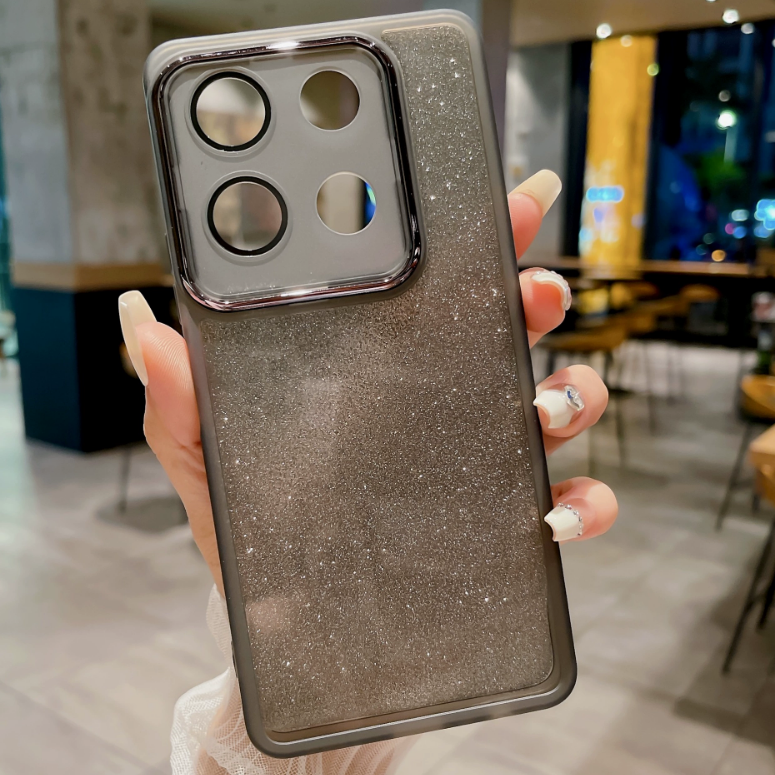 适用外贸传音Infinix itel P65闪粉护镜手机壳传音itel P55 4G 5G 魅瞳套潮牌 传音P40 保护套自带镜头膜