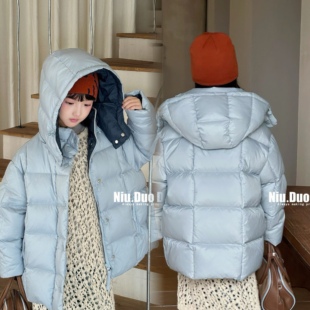 牛哆哆童装2025冬季新款男女童韩范简单保暖90白鸭绒羽绒服55055