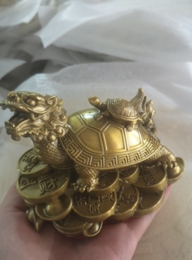 纯铜真铜龙龟摆件母子龙龟家用客厅装饰龙头龟铜工艺品乔迁开业礼