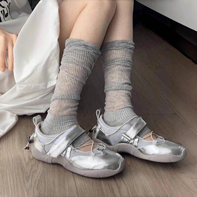 白色踩脚袜套堆堆袜夏季薄款2025新款长筒miu系夏天小腿袜芭蕾风